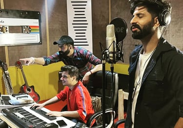 Raahi Rana in a recording studio session with Sokhey