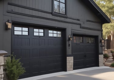 two black garage doors