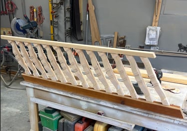 Photo of new carpentry to build a stair rail