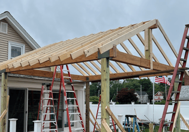 photo of the construction of a new addition to a home