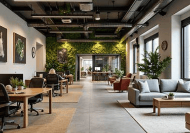 a large open space with a couch 