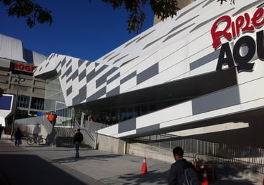 Cladding on the front of Ripley's Aquarium, by Pengelly Iron Works