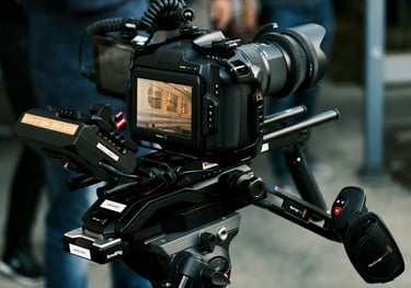 Production services film: a camera with another camera on a tripod