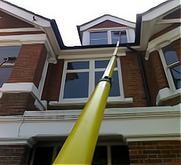 window Cleaning long reach pole in use at C Thru Window Cleaners, Exeter.