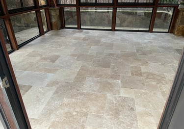 Travertine marble deck