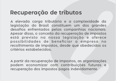 RECUPERAÇÃO DE TRIBUTOS