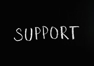 la palabra support sobre fondo negro