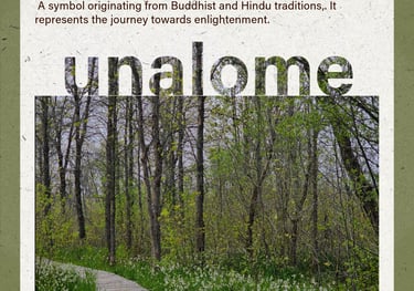 unalome (noun) from Buddhist and Hindu traditions. It represents the journey towards enlightenment