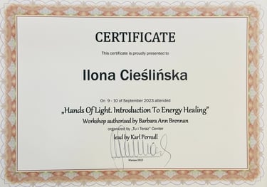 Wprowadzenie do uzdrawiania energią – warsztat autoryzowany przez Barbarę Ann Brennan. Początek pięk