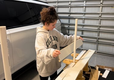 Sunshine Skyway bridge under construction with popsicle sticks and wood framework, representing FL D