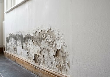 Salitre en pared afectada por humedad por capilaridad