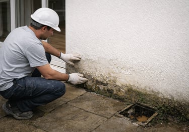 Revisión del entorno del muro afectado por humedad por capilaridad