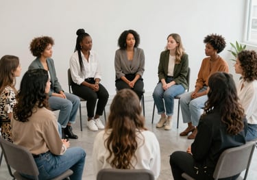 Women holding hands, healing together, 