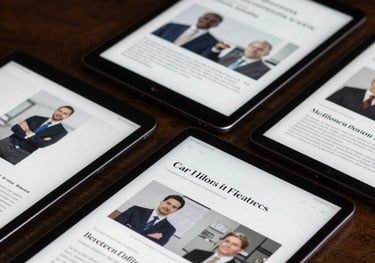 A set of premium digital tablets displaying ebook covers on business strategy and career growth.