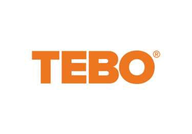 Official TEBO brand logo featuring bold orange text on a clean white background.