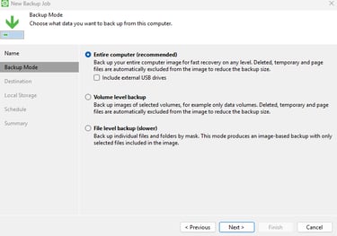 Veeam tipos de backup