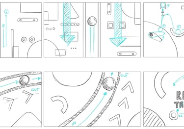 Storyboard Motion Design Motion graphics · Animation couleurs · Flipper · Atteindre ses objectifs