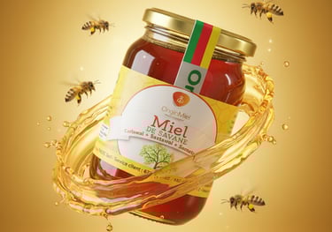 a jar of honeycomb honey with honeybeet and honey