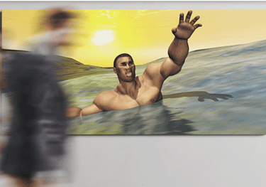 Extra-large reprint drowning man blurred viewer