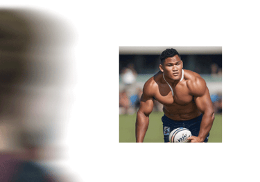 square athlete image with viewer walkby blur
