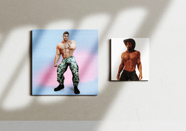 two framed images -- one rectangular, one square