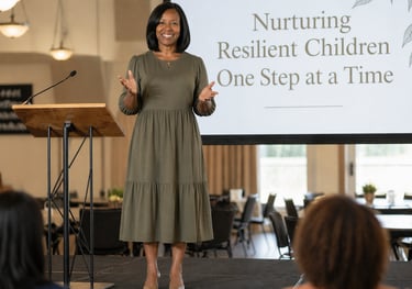 Patricia Clarkson presenting to Christian women on nurturing resilient children.