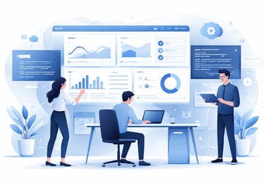 Scalable website and software development solutions illustration