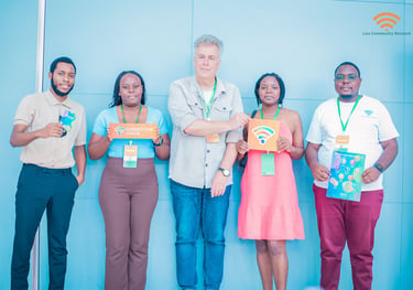 A picture of Digital Child Rights Founder, Lizu and its partners during the 2025 DRIF