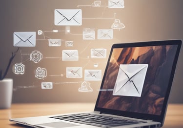 diagram showing a series of emails as a customer journey