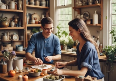 Students collaborating on a business project in a bright, modern classroom.