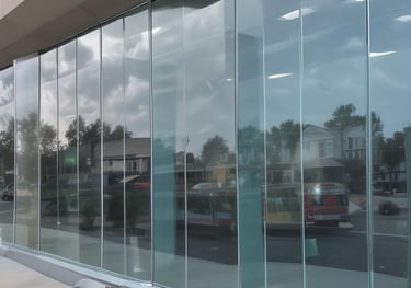 A curved facade covered in white latticework
