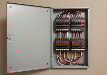 Residential electrical breaker panel with multiple breakers