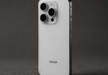 Sharp commercial studio photograph of a certified pre-owned smartphone in immaculate condition, sitting vertically, reflecting crisp studio soft light, high-end tech aesthetic.