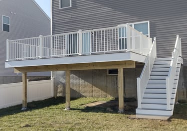 Backyard before composite deck installation in Columbus, Ohio