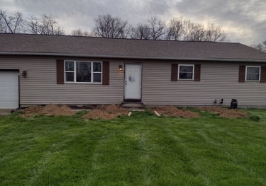 Home before covered wood porch addition in Columbus, Ohio