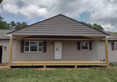 Covered wood porch addition on home in Columbus, Ohio