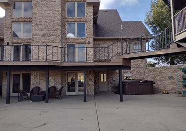Multi Level composite deck installation in Columbus, Ohio backyard