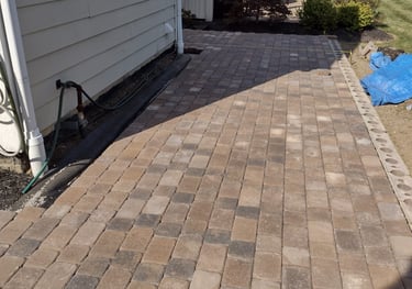 Paver patio installation in Columbus, Ohio backyard