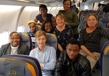Missionary sisters and volunteers traveling together for outreach mission