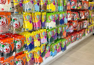 Exhibición de globos Payaso, Smits, en distintos colores y bolsas surtidas