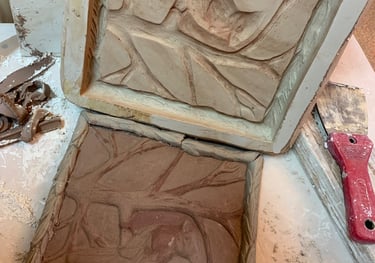 Art Tile Mold Making and Hand Pressing