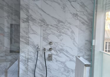 Renovation salle de douche Arabescato
