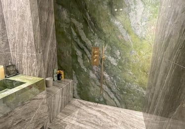 renovation salle de douche Irish green Nebula Grigia Granitifiandre