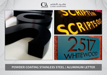 powder coating stainless steel and Aluminum letters