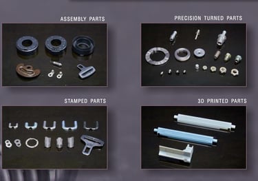 Assembly parts precison turned parts stamped parts 3D printed parts