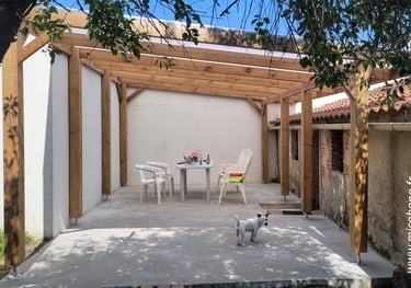 pergola en bois recouverte de plaques en polycarbonate