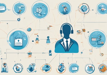 a man in a suit and tie with a headset