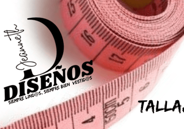 logo jeanneth diseños un metro que representa la toma de medisdas y el letrero de talla 