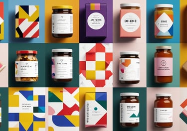 packaging a medida para diferentes productos, frasco, caja, etiquetas