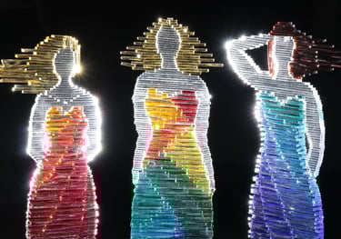 glass art made by fusing together small sheets of glass